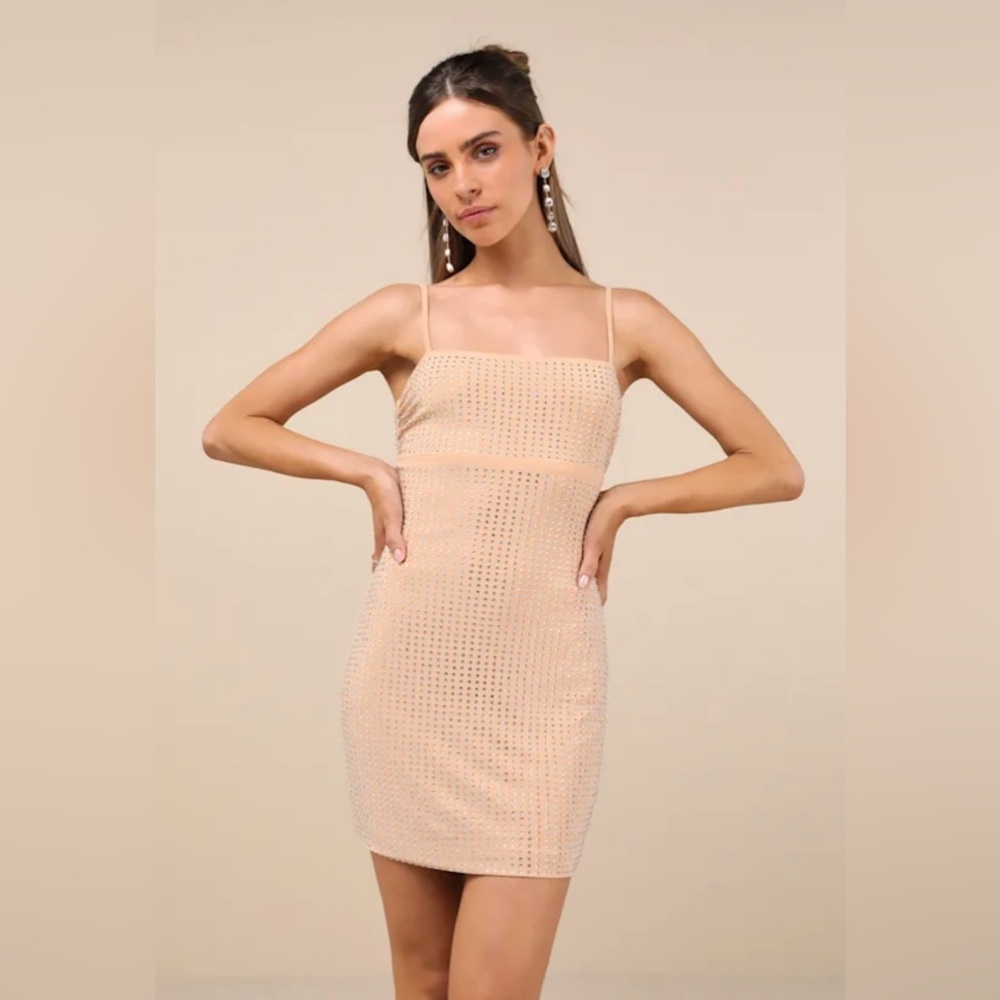 Lulu's Beige Mini Dress